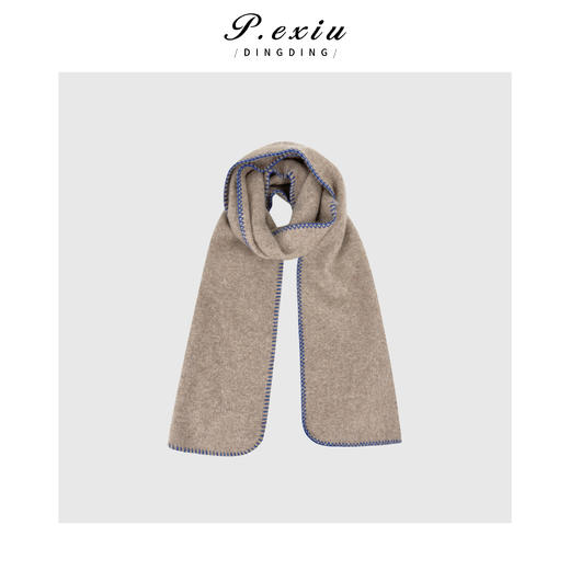 04-2潘依绣丁丁宠粉 山羊绒绵羊毛手工拉绒锁边氛围感围巾披肩KW25058 商品图0