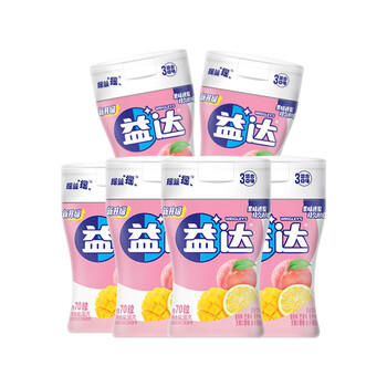 益达 无糖口香糖混合味约70粒98g*6（粉瓶） 休闲零食糖果 清新口气糖 商品图6
