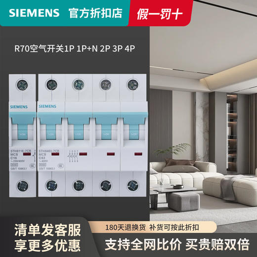 西门子空开断路器总开线路保护器1P/1P+N/2P/4P总闸 商品图0