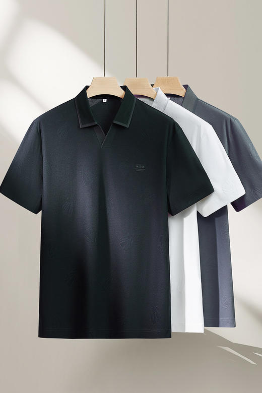 【DPF】大依优型大码男装夏季小V领短袖POLO衫商务休闲透气上衣棉质T恤 商品图5