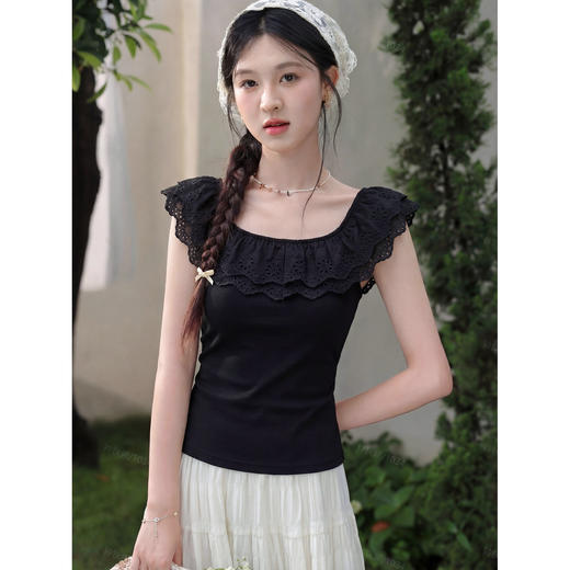 鹿向南「暮色剪影」法式黑色背心吊带女夏新款时尚设计感百搭上衣 商品图0