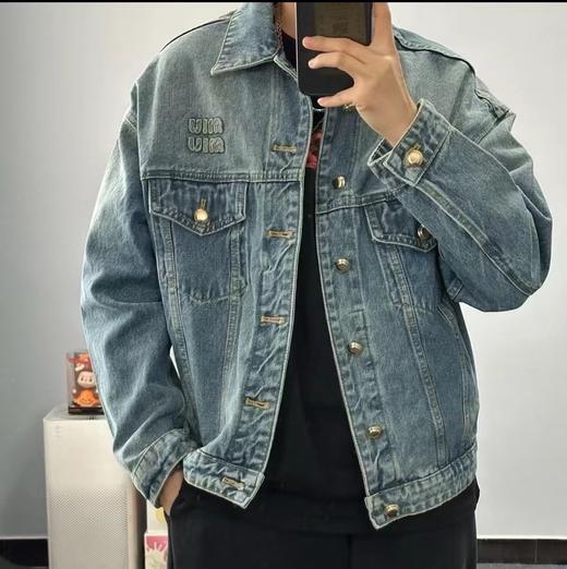 F040712春夏季新款复古水洗牛仔字母贴布绣拼色牛仔夹克长袖外套 商品图11