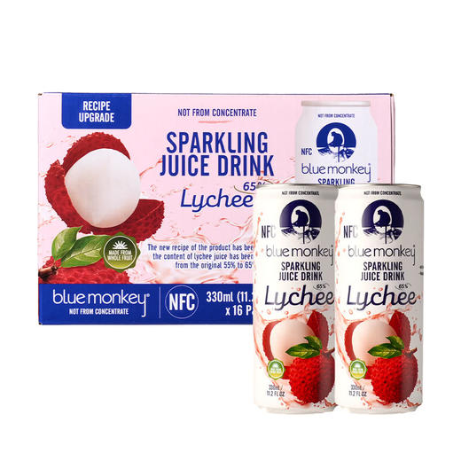 Blue Monkey越南进口荔枝果汁气泡饮料（碳酸饮料)330ml*16  山姆会员店商品非商品原因不支持退款 商品图0