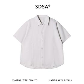 SDSA男装2026新款高贵轻奢日系纯色明线翻领短袖衬衫百搭宽松上衣