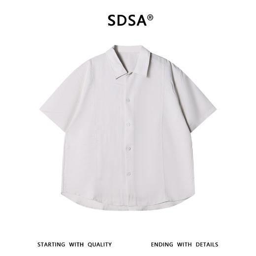 SDSA男装2026新款高贵轻奢日系纯色明线翻领短袖衬衫百搭宽松上衣 商品图0