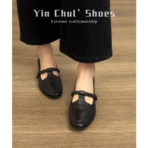 【头层牛皮】法式复古浅口圆头单鞋粗跟黑色工作鞋玛丽珍鞋777-66 商品图3