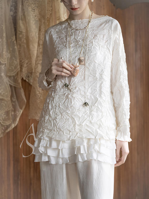 Antomoon 26SS 手工古董珠绣心型吊坠长项链 商品图1