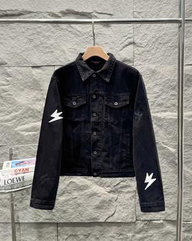 F040711春夏季新款做旧复古街头涂鸦背后梵文字母水洗牛仔外套