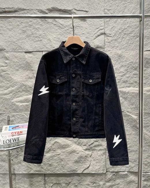 F040711春夏季新款做旧复古街头涂鸦背后梵文字母水洗牛仔外套 商品图0