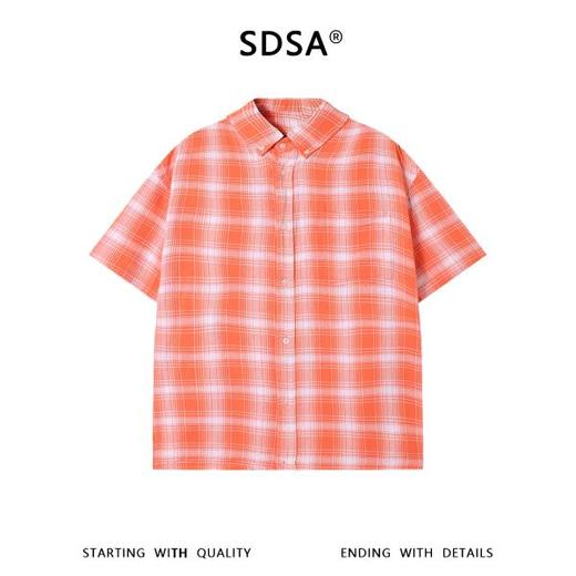 SDSA男装2026新款高贵轻奢少年感撞色格纹短袖衬衫百搭宽松上衣 商品图0