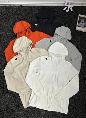 F040744户外运动休闲吸汗透气速干轻薄透气连帽梭织外套夹克防晒衣