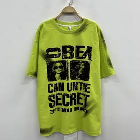 NC圆领贴布锈字母刷漆短袖T恤60125（绿）夏季 162011900321