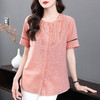大码短袖衬衫女纯棉夏季遮肚子宽松粉色上衣洋气女装2026新款衬衣 商品缩略图3