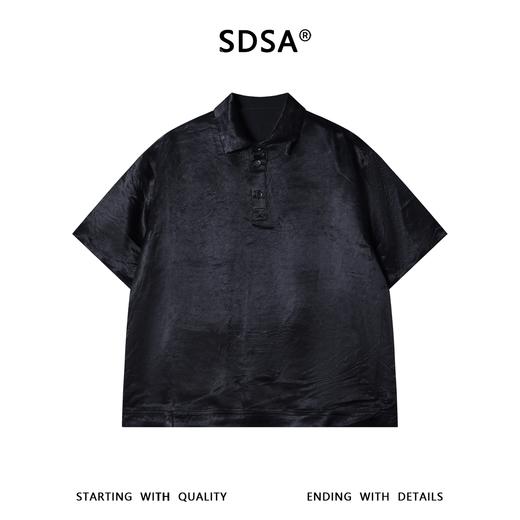 SDSA男装2026新款高贵轻奢暗纹肌理亨利领短袖Polo衫宽松休闲上衣 商品图0