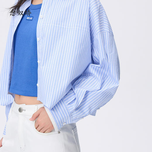 【商场同款】CNB6424 “ 海盐条纹衬衫 ” 棉质条纹面料，自带微弹 不易皱清爽好穿 商品图7