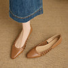 【预售5天】巨好穿法式单鞋女浅口春夏季方头低跟平底粗跟真皮编织软底凉鞋女NX&S3114 商品缩略图2