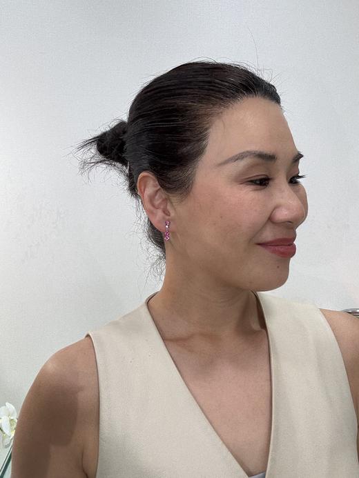 【日本溯源之旅】18k 金碧玺钻石耳夹（夹子部分 14k ）  春夏必备耳线款  大颗粒玫红色卢比莱1.99ct 钻石0.12ct  弹力双夹4.8g 商品图5