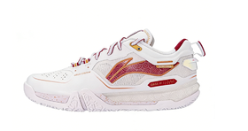 李宁 男款 羽毛球鞋 马年贴地飞行III PRO 标准白/赭石红 AYAV001