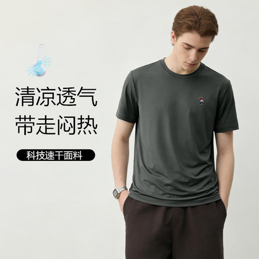 💧黑科技凉感面料，【NECHEER柏奥玛桑蚕丝圆领短袖T恤1319】NECHEER专柜同品质！ 含真实桑蚕丝，上身瞬间凉飕飕❄️ 版型微弹显瘦，塞进西裤里都不鼓包！ 商品图2