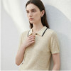 PALUOPO/PL羊毛亚麻混纺坑条 POLO 衫撞色翻领针织短袖ES250951M 商品缩略图3