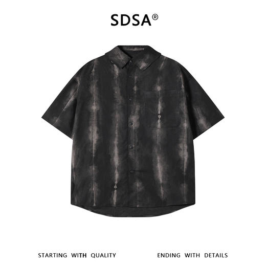 SDSA男装2026新款高贵轻奢美式复古扎染渐变印花短袖衬衫百搭时尚 商品图0