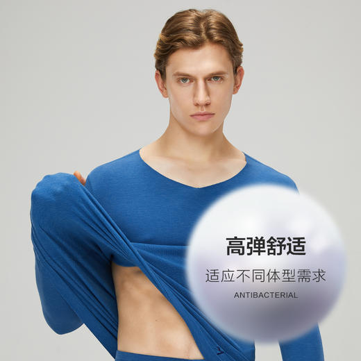 【特价】【套装】柒牌保暖套装男士保暖内衣打底衣高弹舒适圆领热膜磨毛秋衣秋裤 119F72150 商品图1