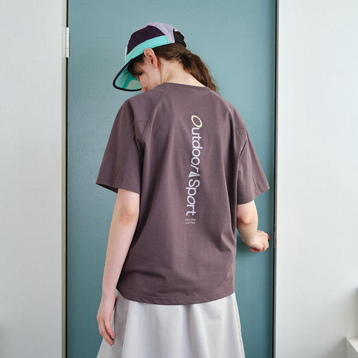 714street夏季凉感速干衣撞色明线休闲运动短袖男白色情侣印花T恤 商品图1