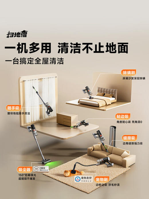 UWANT友望吸尘器扫地僧「AWE艾普兰奖」大吸力除菌除螨仪自集尘【全链防缠绕】家用无线手持扫地机 商品图2