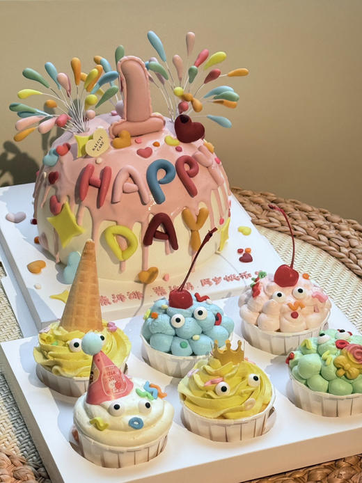 烟花彩虹女孩周岁蛋糕（纸牌需要另外拍 商品图1