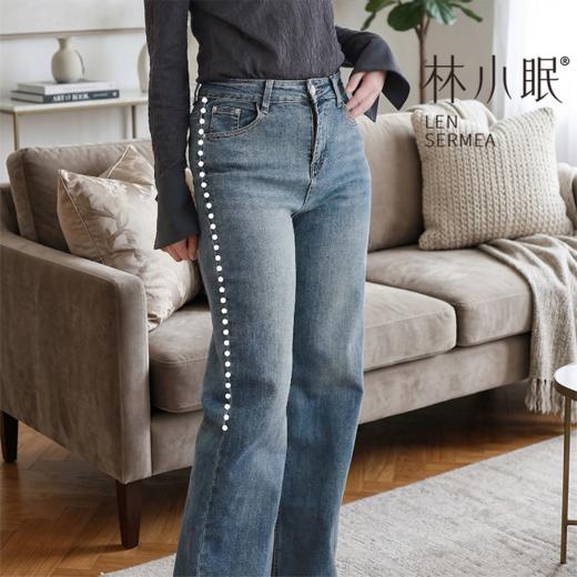 林小眠宽松直筒牛仔裤，宽松舒适，柔软有弹力，休闲通勤百搭 商品图8