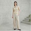 PALUOPO/PL羊毛亚麻混纺坑条 POLO 衫撞色翻领针织短袖ES250951M 商品缩略图2