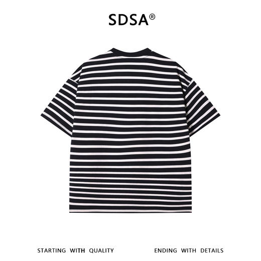 SDSA男装2026新款高贵轻奢美式撞色条纹印花字母圆领短袖T恤百搭 商品图1