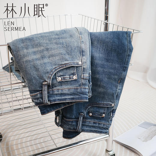 林小眠宽松直筒牛仔裤，宽松舒适，柔软有弹力，休闲通勤百搭 商品图4