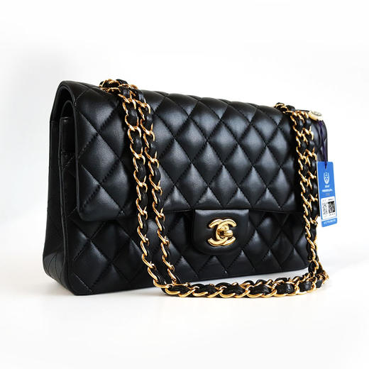 【95新】CHANEL香奈儿CF系列A01112 Y01295 94305中号黑金羊皮CF链条包单肩斜挎包女士030426AK11 商品图2