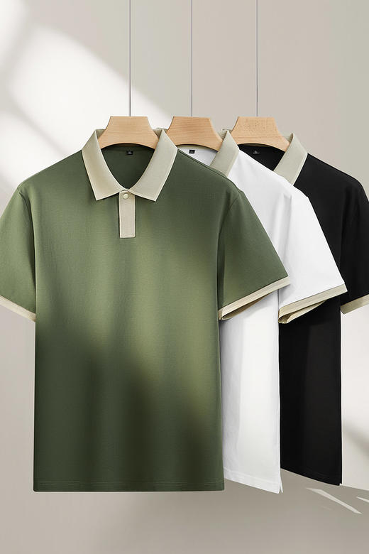 【DPF】大依优型大码男装夏季翻领polo衫短袖拼接棉质商务休闲短袖上衣 商品图5