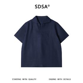 SDSA男装2026新款高贵轻奢简约刺绣字母小V翻领短袖T恤百搭上衣