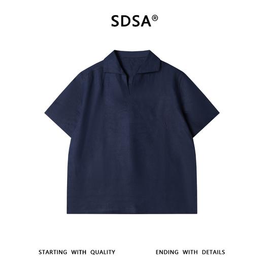 SDSA男装2026新款高贵轻奢简约刺绣字母小V翻领短袖T恤百搭上衣 商品图0