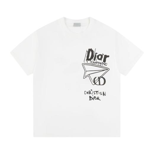 F040716夏季新款双纱面料纸飞机发泡字母印花情侣圆领短袖T恤 商品图1