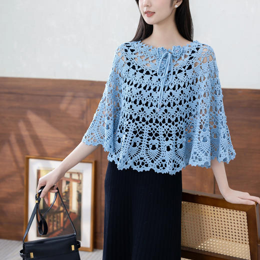 苏苏姐家秀媛斗篷手工DIY钩针蕾丝线上衣毛线团自制材料包 商品图1