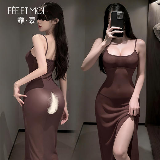 霏慕 侧开衩纯欲吊带后妈裙6572 商品图6