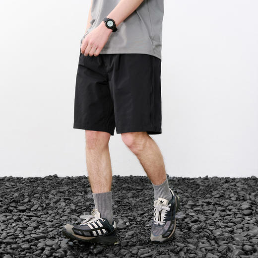 714street休闲立体剪裁打褶短裤男2026夏季防水松紧腰宽松直筒裤 商品图2