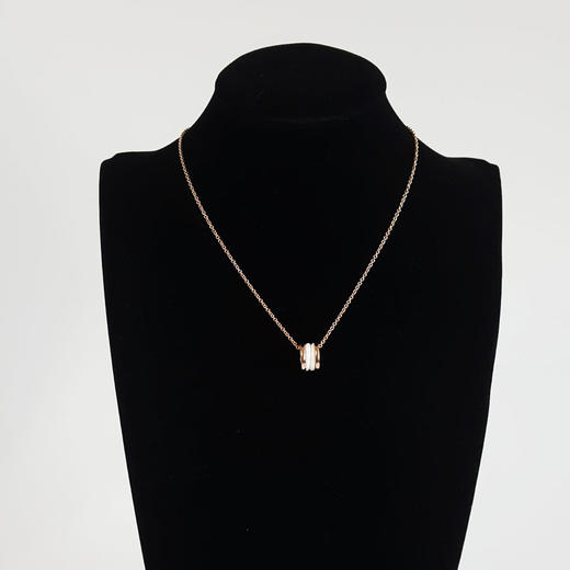 【95新】BVLGARI宝格丽B.zero1系列346082玫瑰金白陶瓷弹簧项链 链长约49cm女士300326NJS29 商品图9