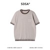 SDSA男装2026新款轻奢华夫格撞色条纹针织短袖T恤简约小香风休闲 商品缩略图0