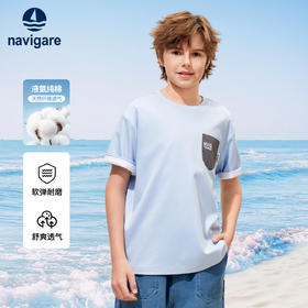【120-165】【50支液氨纯棉】【纳维凯尔】Navigare意大利小帆船男童圆领短袖T恤