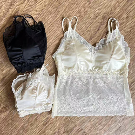 性感蕾丝吊带背心女带胸垫内衣缎面双肩带内搭外穿上衣内搭美背潮 商品图3