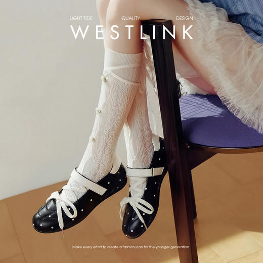 西遇波点运动芭蕾玛丽珍鞋女2026春季新款白色平底早春漂亮单鞋子V0566342 商品图2