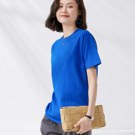 热卖！遮肉显瘦、干净利落！【单拍不发货 加购3件到手59元】明肖 200g马卡龙糖果多色休闲纯棉T恤 NCTX808 商品图7