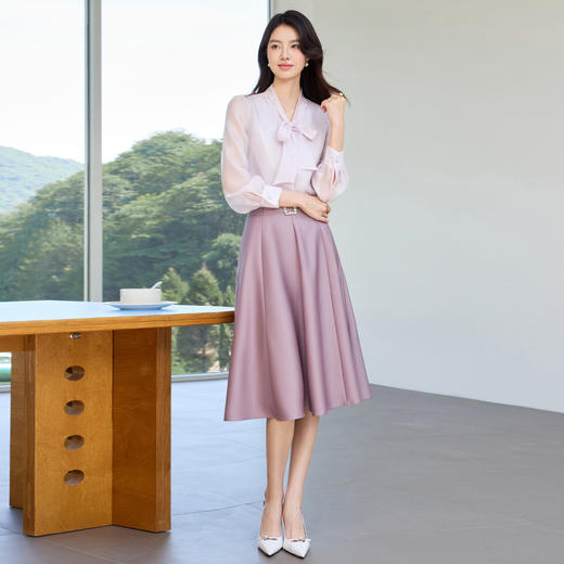 IWY/紫色衬衫套裙窗边紫藤淡紫蝴蝶结衬衫A字裙套装通勤显瘦气质女神 25B785+25S795 商品图3