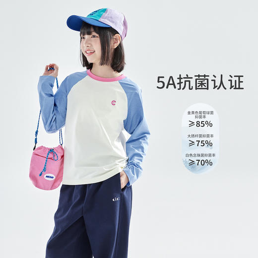 黄拼白、粉拼白预售4.21发 蓝拼白预售5.5发 cicochild2026年春季新款女童多巴胺速干T恤7A抗菌UPF50+防晒上衣 商品图3