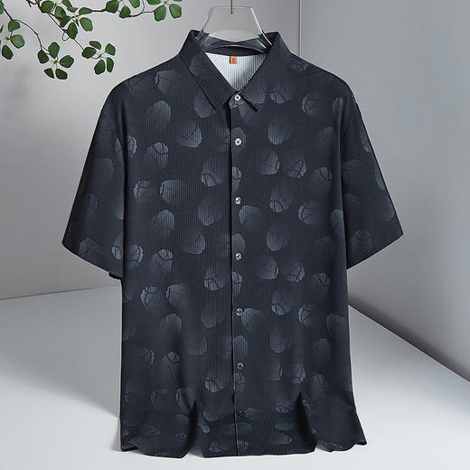 【DWP】大依优型大码男装夏季翻领短袖衬衫弹力无痕衬衫上衣加肥加大码 商品图1